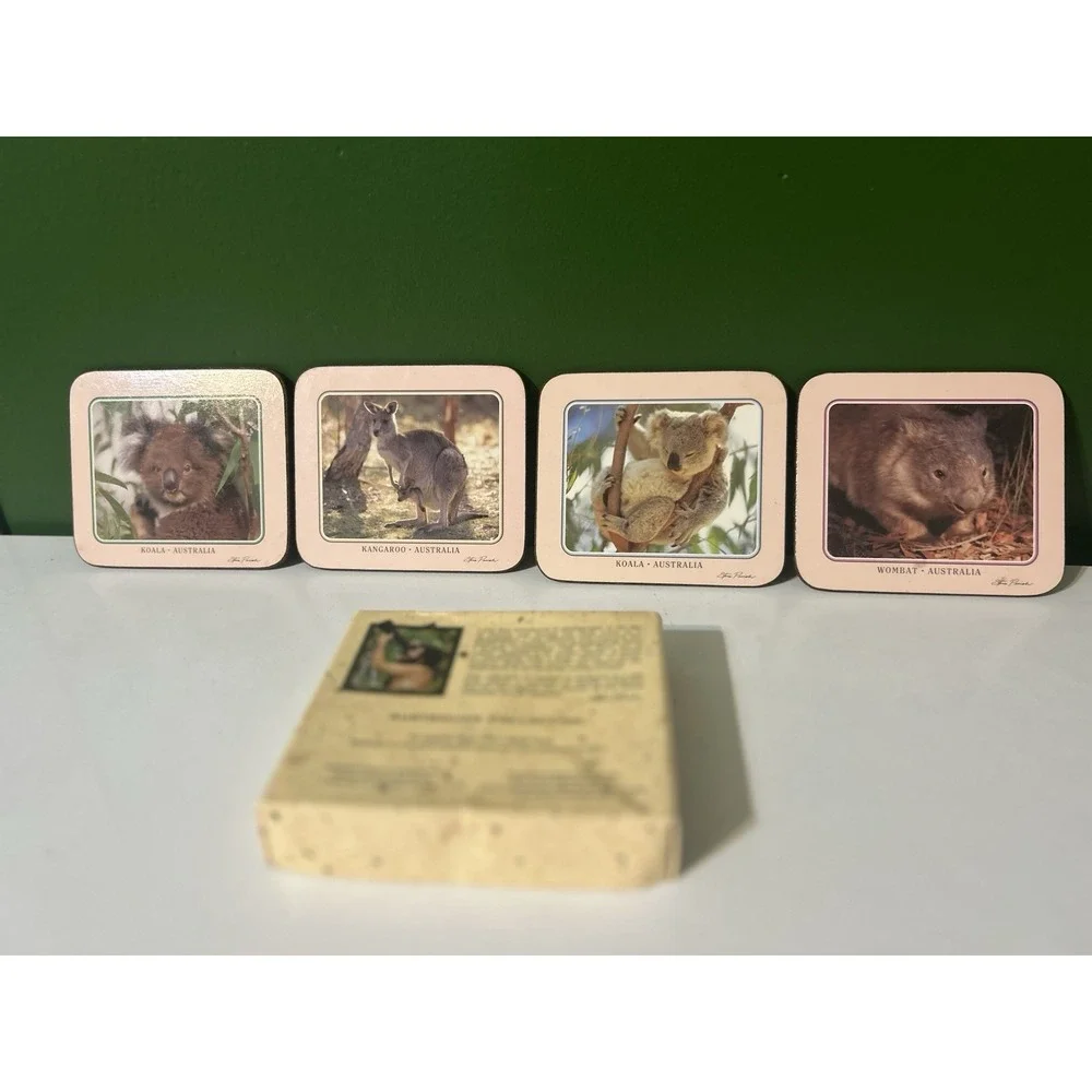 Vintage 1993 Steve Parish Australian Collection Coasters Set of 4 Wildlife Art